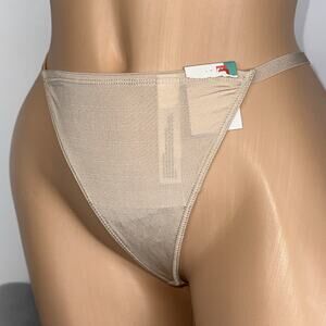 Vintage Y2K New Second Skin Satin G-Sting Thong Panty Women's Small Nude Sexy